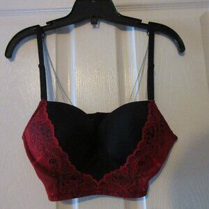 La Senza Bra Women's Size 36C New with Tags Red & Black with Chain Detail